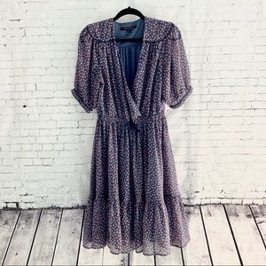 French Connection SZ 8 Purple Floral Prairie Dress